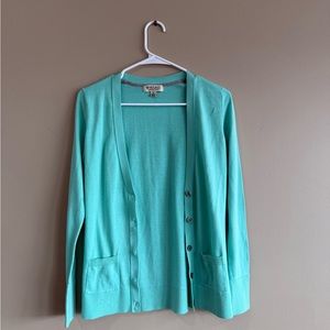 Mint Green V-Neck Cardigan Sweater with Long Sleeves